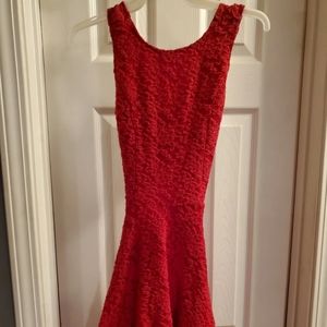 Hollister sz Xs, red lace, sleeveless dress. Criss-cross, partially open back.